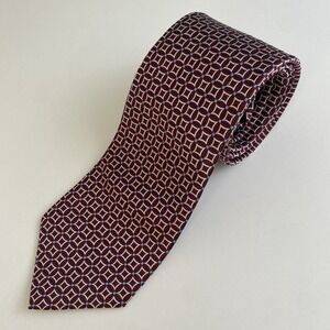 BROOKS BROTHERS‎ 346 Men's Red Blue Silver Silk Necktie USA Designer Geometric